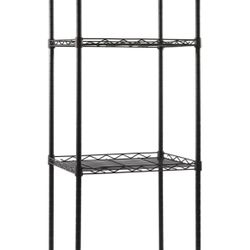 4-Tier Wire Shelving Metal Storage Rack Adjustable Shelves for Laundry Bathroom Kitchen Pantry Closet (Black, 16.8L x 11.9W x 49H)