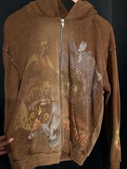 Travis Scott Utopia Circus Maximus 2023 Tour Zip-Up Hoodie Brown Size L
