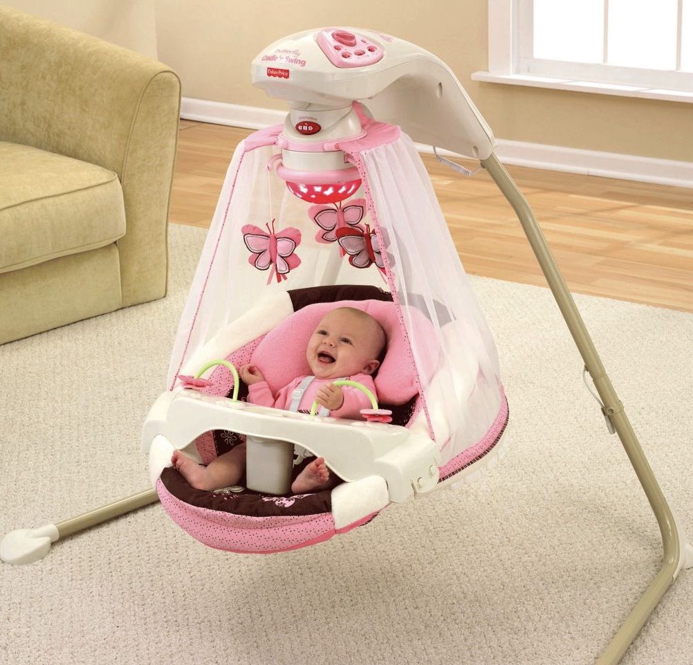 Fisher Price Butterfly Cradle Swing Infant Baby Pink Girl