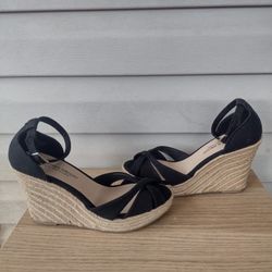 Christian Siriano Wedge Sandal Espadrilles Black Women's Size 7.5