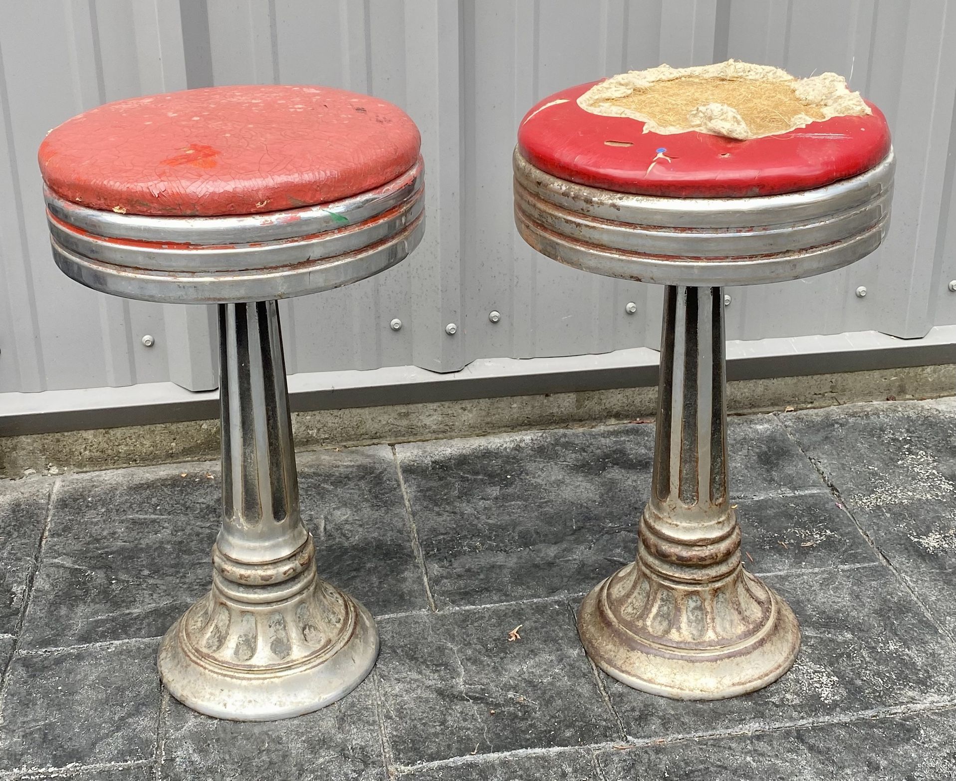 Rare Vintage Soda Fountain Diner Swivel Stools Counter Seats Cast