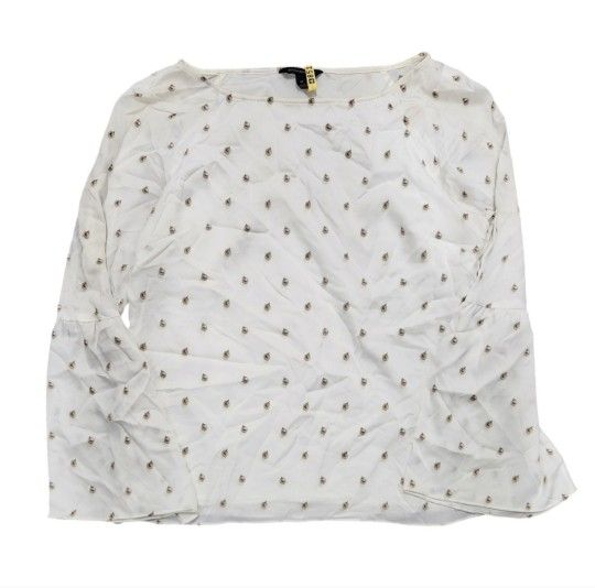 Banana Republic Size Medium White Patterned Top Stained