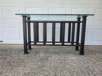 Mission Style Console / Sofa Table Iron and Glass