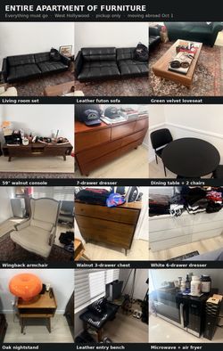 ENTIRE APARTMENT OF FURNITURE — Mid-Century Walnut Wood Set