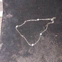 Sterling Silver Round Blue OPAL Anklet 