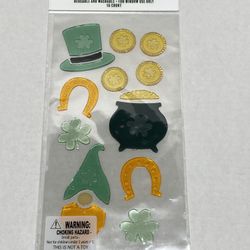 St Patricks Day luck of the Irish window gel clings reusable and washable 16 counts NEW