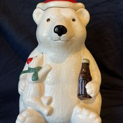 Vintage Coca Cola Christmas Polar Bear with Cub Cookie Jar