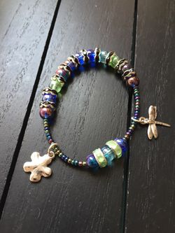 7” Expandable Opaque Glass Bead Charm Necklace