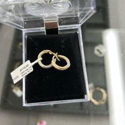 3 Tone Small Gold Twisted  Hoops