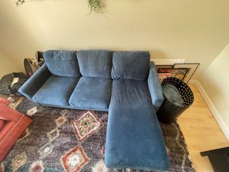 Cozy Blue Velvet L-Shaped Sectional