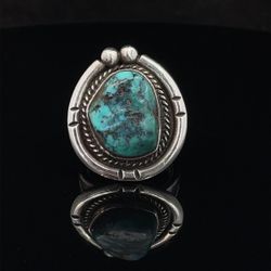 A1 Hawk - Lady's Silver Turquoise Ring (A1D010419)