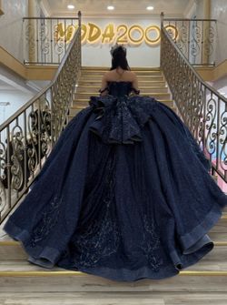 Navy Blue Quinceañera Dress Size 2- Moda2000