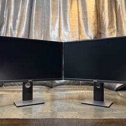 Two ( dual ) Slim DELL P2417H 24” LED Full HD 1080p DP VGA HDMI computer monitors