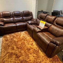 COMFY NEW SANTIAGO RECLINING SOFA AND LOVESEAT SET ON SALE ONLY $1099. IN STOCK SAME DAY DELIVERY 🚚 EASY FINANCING 