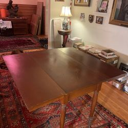 Antique English Drop Leaf Folding Table - 42x42x29 Folds To 21x42x29