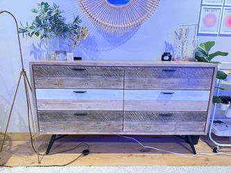 6-Drawer Wood Dresser with Metal Legs
