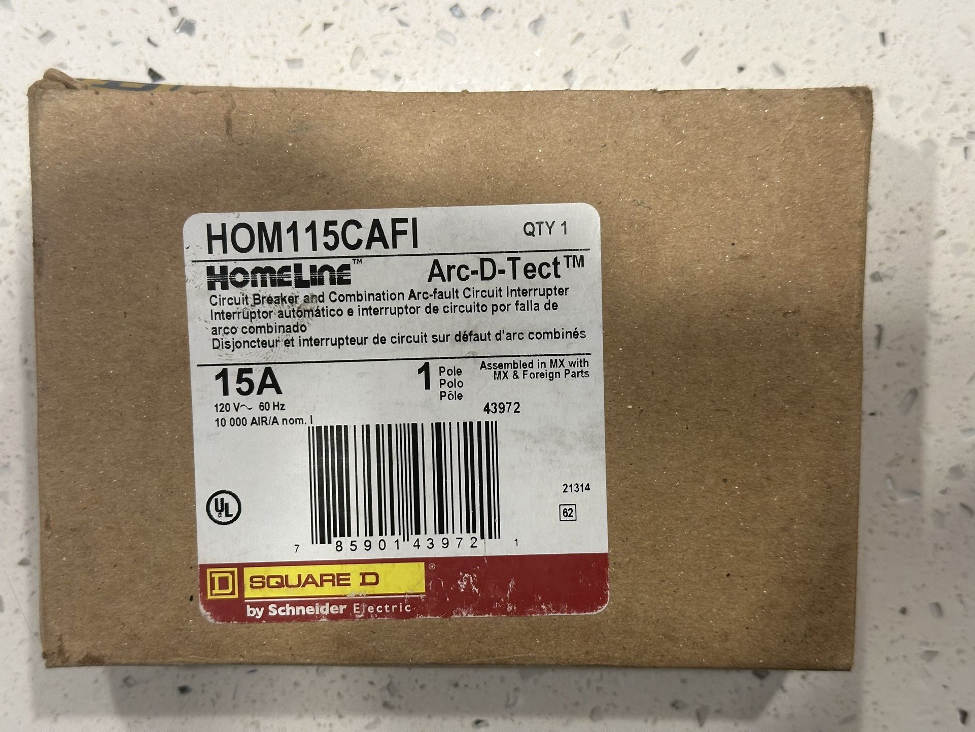 Square D Homeline 1pole 15a AFCI Circuit Breaker