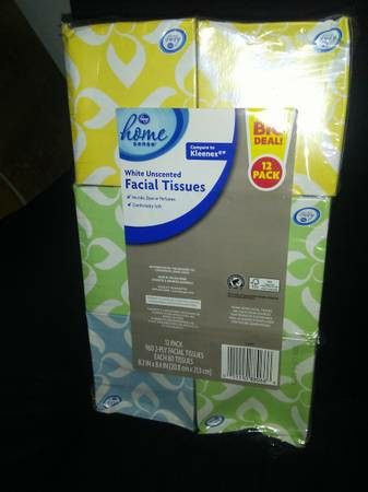 12 pk. Unscented Facial Tissues! 2 ply! New!Â