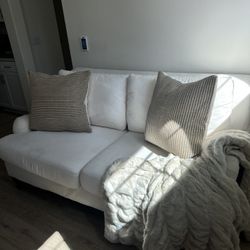 Pottery Barn  white linen sofa  