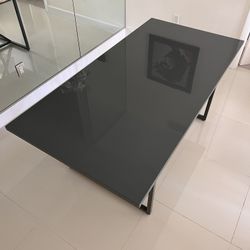 Crate & Barrel Gray Gloss  Dining Room Table