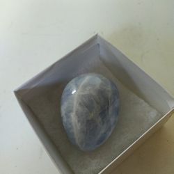 249g Natural Reiki Chakra Crystal Egg, Celestite Quartz, healing massage decor.