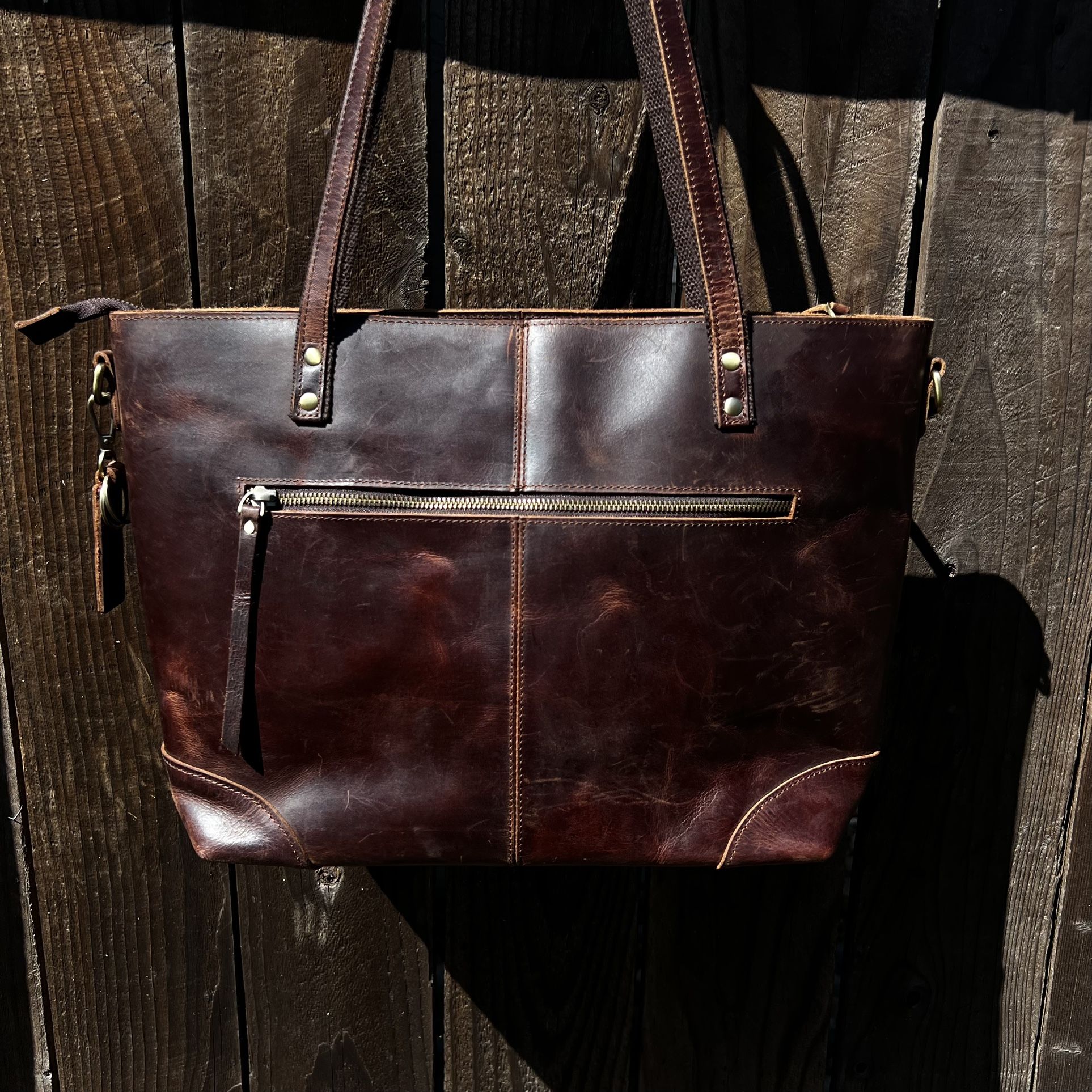 Leather Tote Bag by Szone – Brown