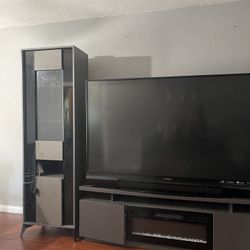 Tv And Stand And Mini Fire Pit