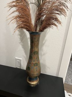 Vintage brass peacock Vase