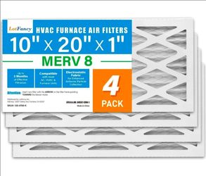LotFancy 10x20x1 MERV 8 Air Filters – 4 Pack – BRAND NEW