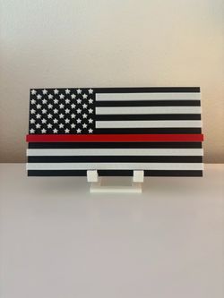 Thin Red Line American Flag Plaque