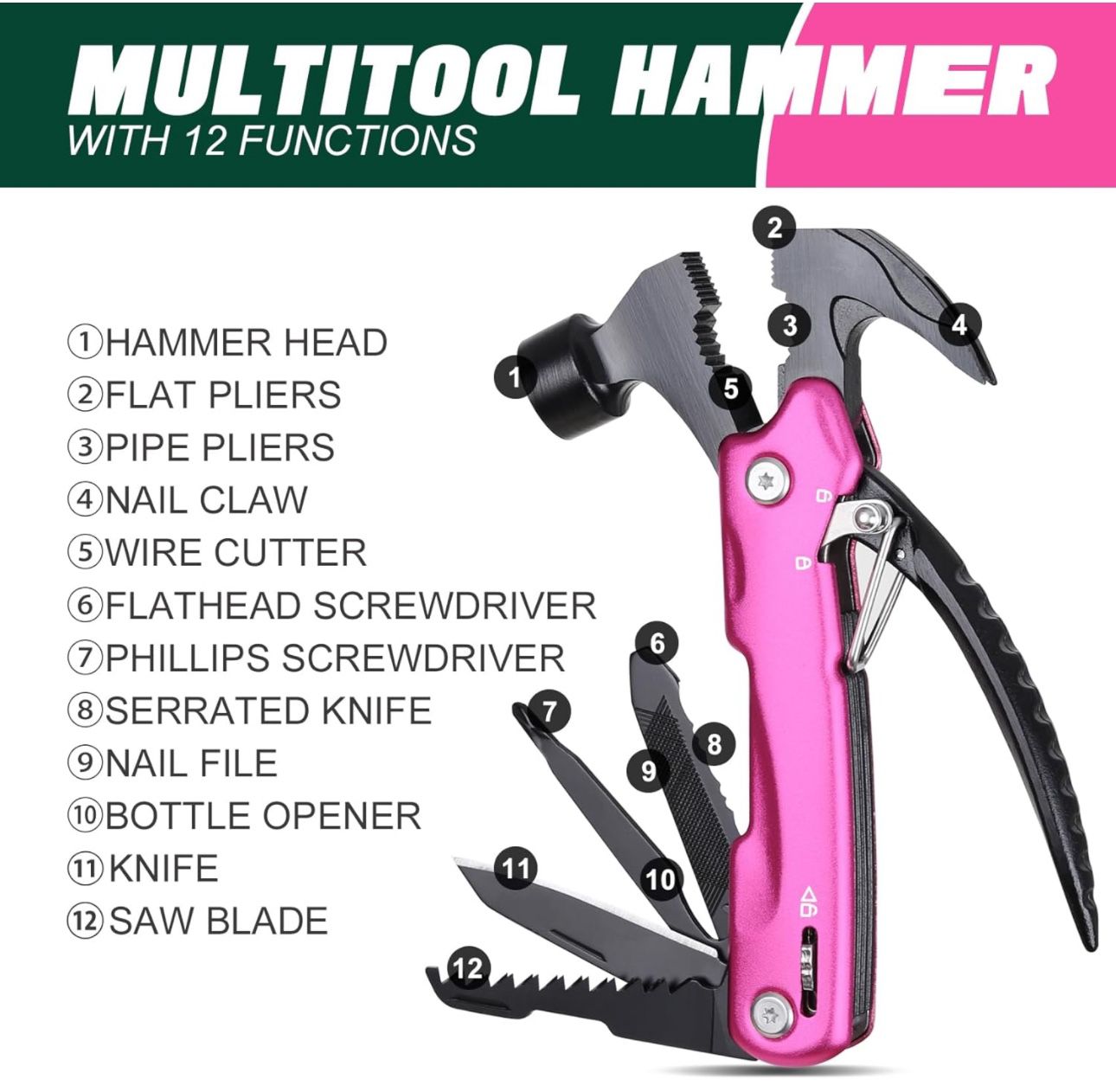 Pink Hammer Multitool. 