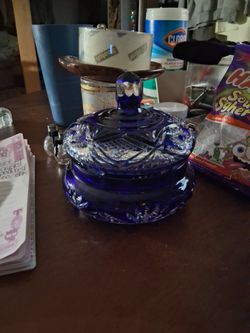 Caesar Bohemium Cobalt Blue Hand-Cut 24% Lead Crystal Dish