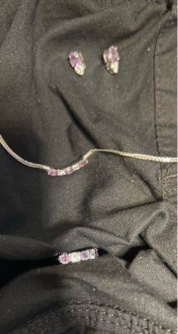 Sterling silver and genuine amethyst set