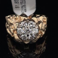 14KT Yellow Gold Nugget Diamond Ring 9.80g .8CTW Size 9-1/2 171975