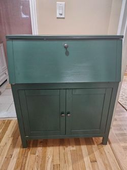 White Wood Secretary Desk with Drop Front