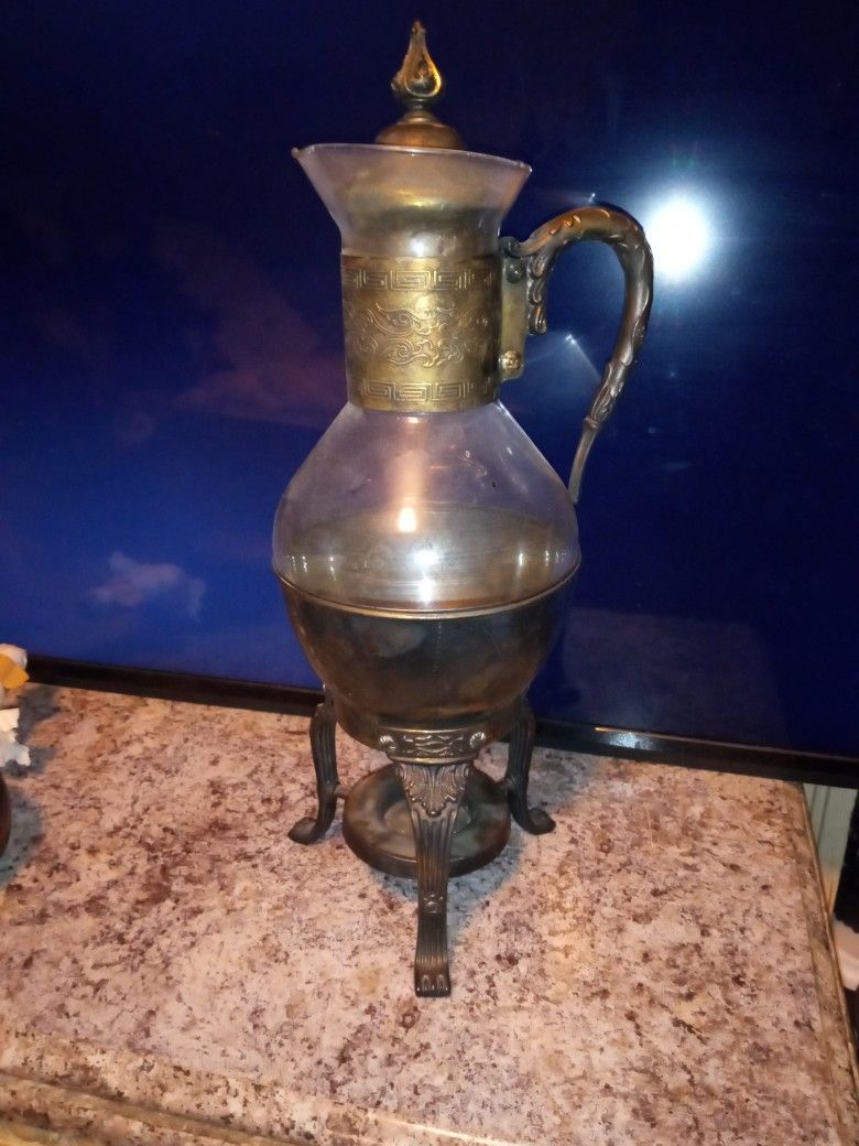 Vintage Glass and Copper Carafe