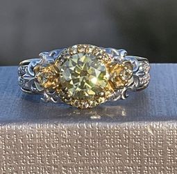 Yellow and White Moissanite with Yellow Sapphire Ring