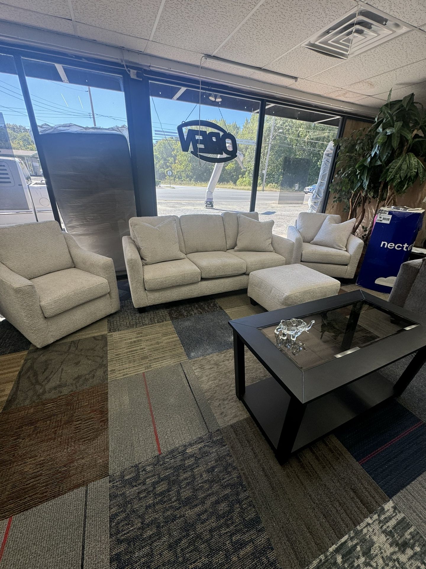 ALLEN WHITE SOFA LIVING ROOM SET