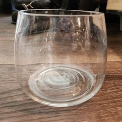 Hand-blown Depression Clear Thick Glass Vase  good condition 