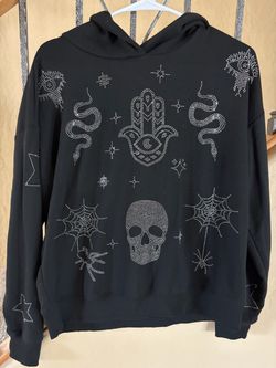Black Rhinestone Mystic Graphic Hoodie