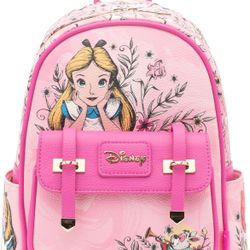 Alice in Wonderland 11"" Vegan Leather Fashion Mini Backpack, Pink