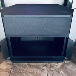 tv stand swivels with glass bottom doors  38W-22”D-24H