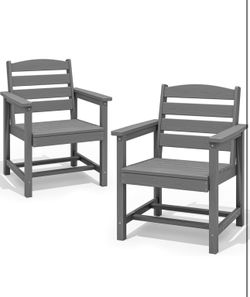 SERWALL Patio Dining Chair Set of 2, Gray brand new in box $120 C83（12）