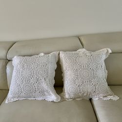 Crochet Lace Throw Pillows 17/18 Inches