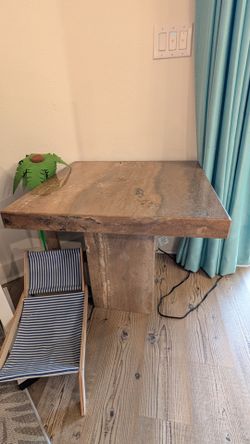 2 Stone Travertine Pedestal Side Table