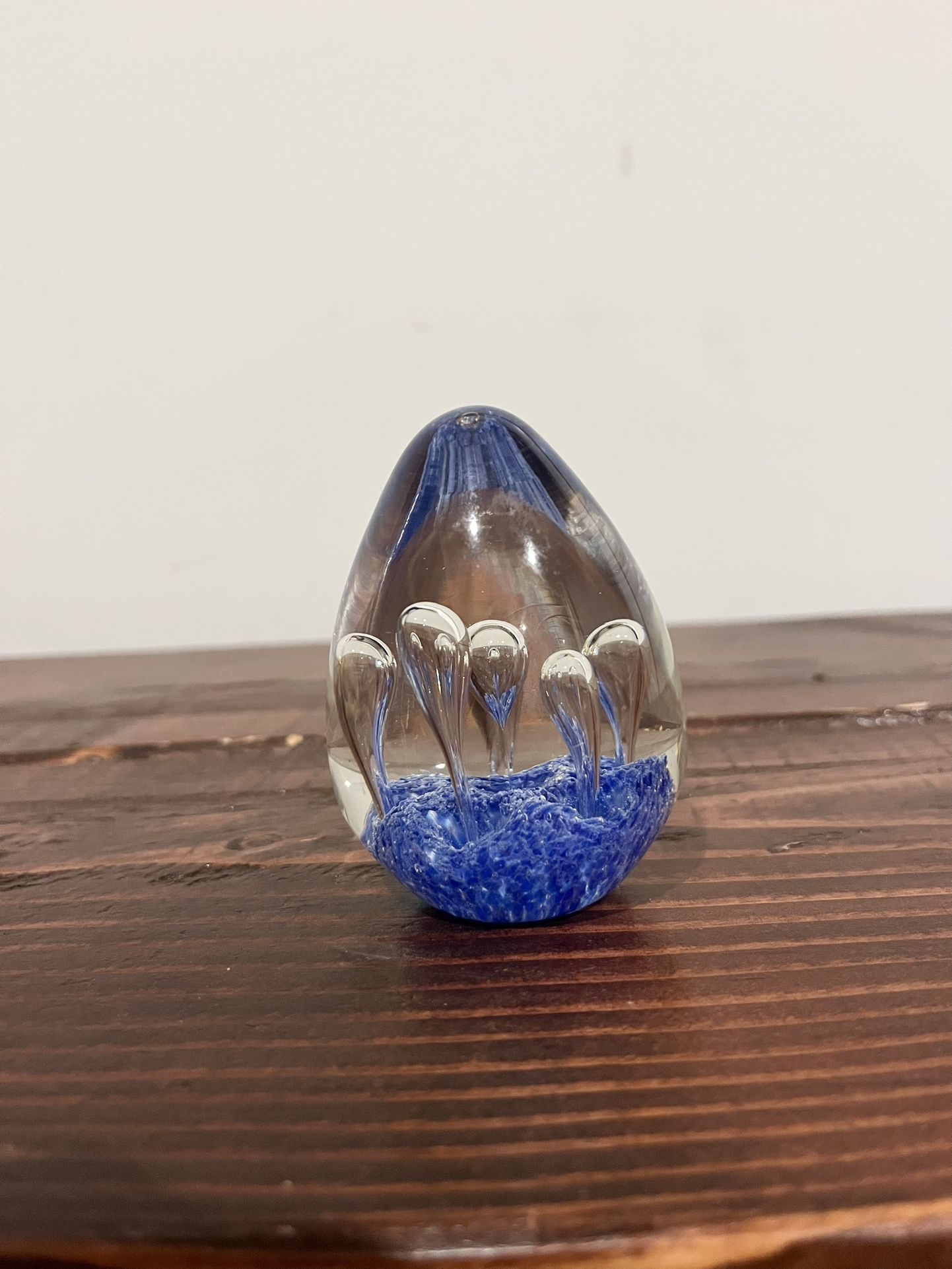 Vintage Retro Art Glass Egg Paperweight Controlled Bubble Drop Droplet