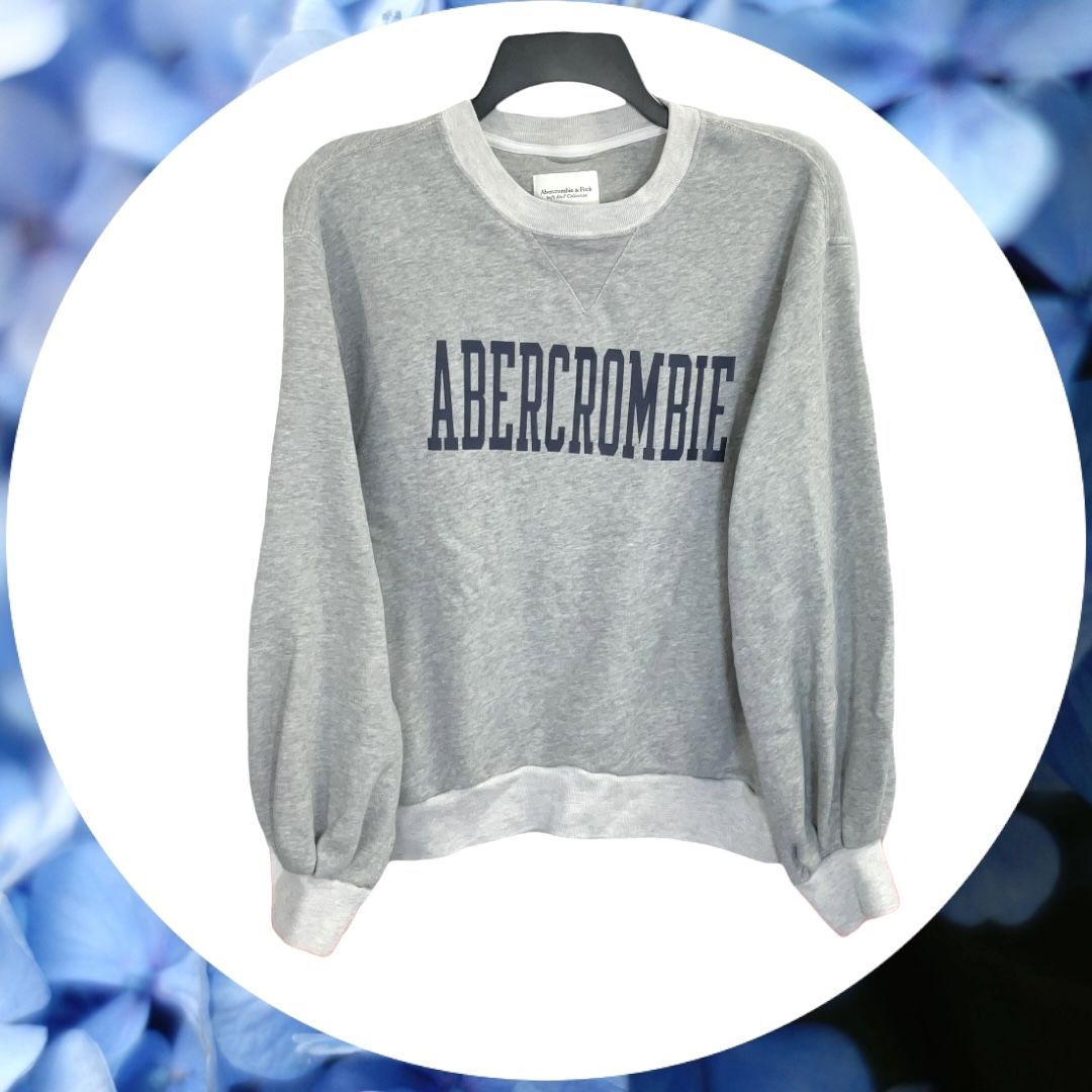Abercrombie & Fitch Gray w Navy Sweatshirt Women Size Small