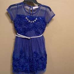 Dress, Blue Ruffle, Size 12