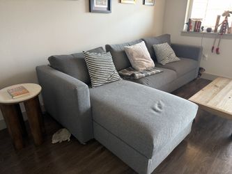 Sleeper Sofa couch with chaise (Ikea- Finnala) Like new