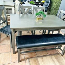 6 Pieces Gray Color Dining Table Set